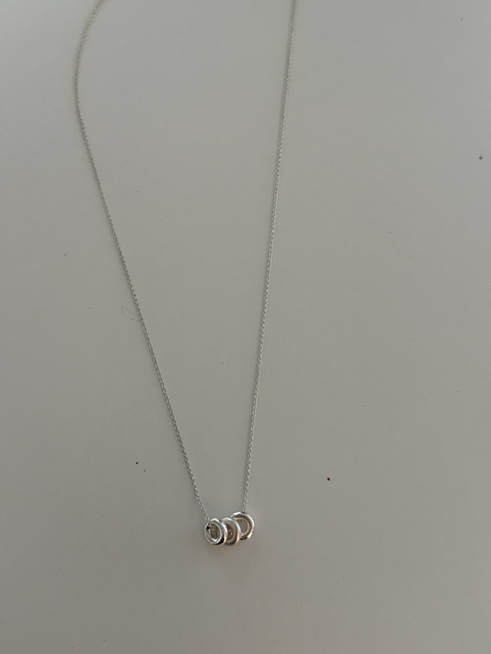 Sterling Silver Triple Ring Pendant Necklace - Silver